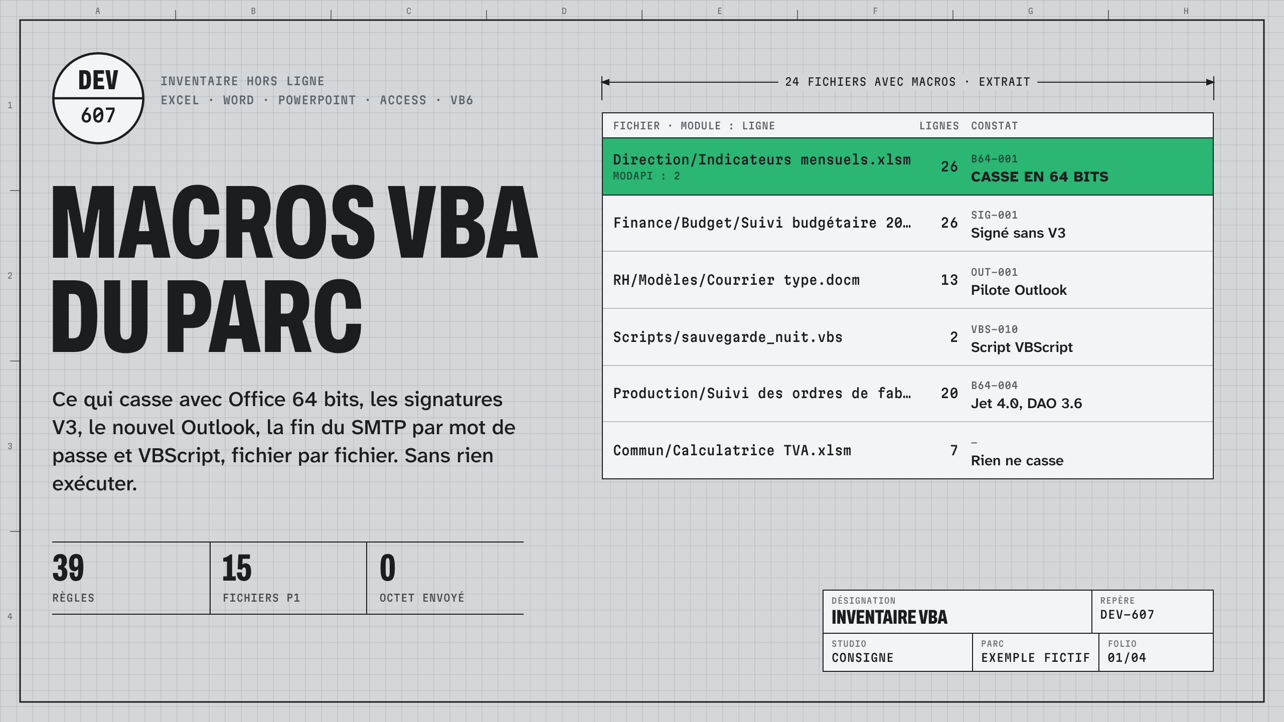 Inventaire VBA : visuel principal